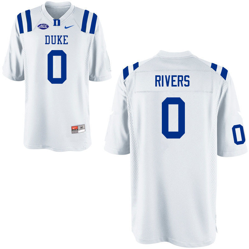 Men #0 Chandler Rivers Duke Blue Devils College Football Jerseys Sale-White